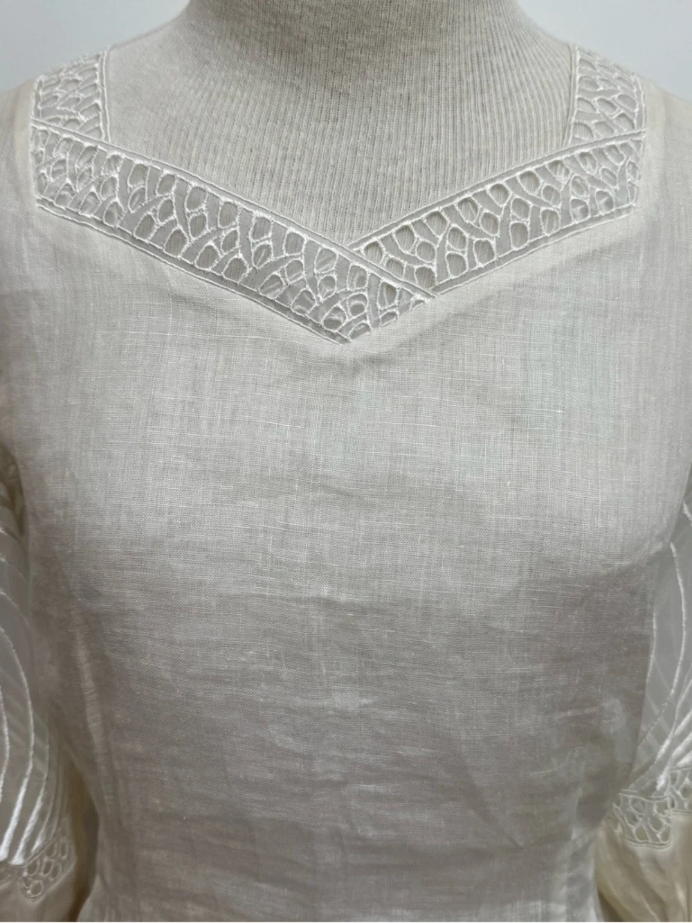 Vintage Cloak Of Many Colors Liberty Lucrezia Linen Blouse Top Size 6 Sheer Vict - Picture 3 of 13